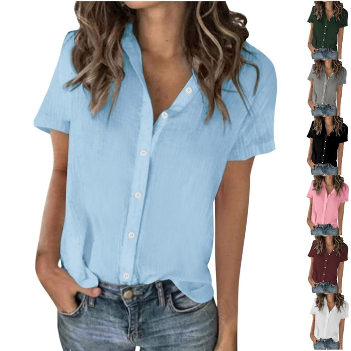 Dame kortærmet bluse i minimalistisk stil Stilla