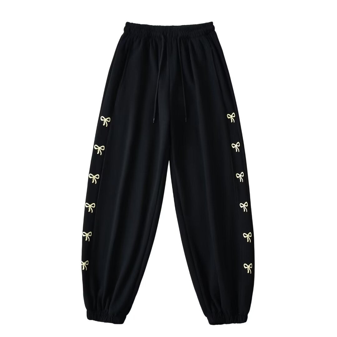 Dame Casual Joggingbukser med dekorative sløjfedetaljer og komfortabel pasform Stilla