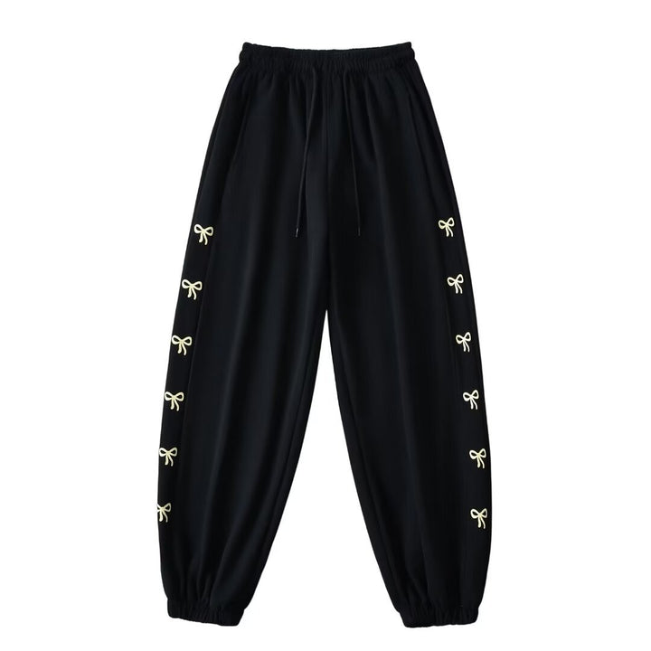 Dame Casual Joggingbukser med dekorative sløjfedetaljer og komfortabel pasform Stilla