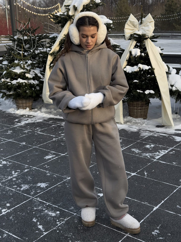 Kvinders oversized fleecejakke med fuld lynlås og afslappet snit