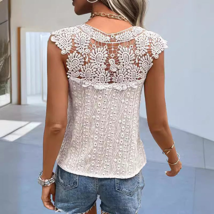 Dame Vintage Spids Forpart Top Stilla