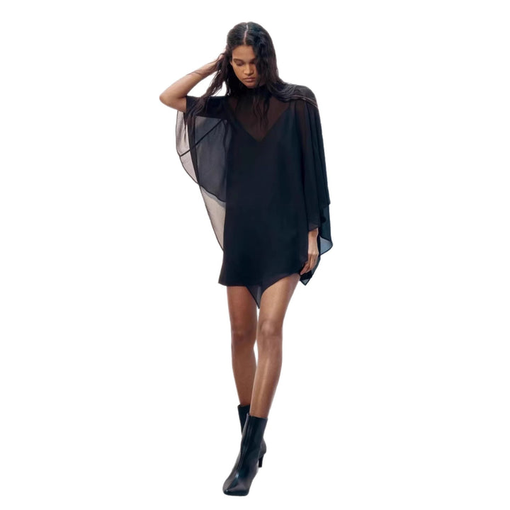 Kvindernes elegante chiffon tunika med asymmetrisk skæring og flydende design Skovae