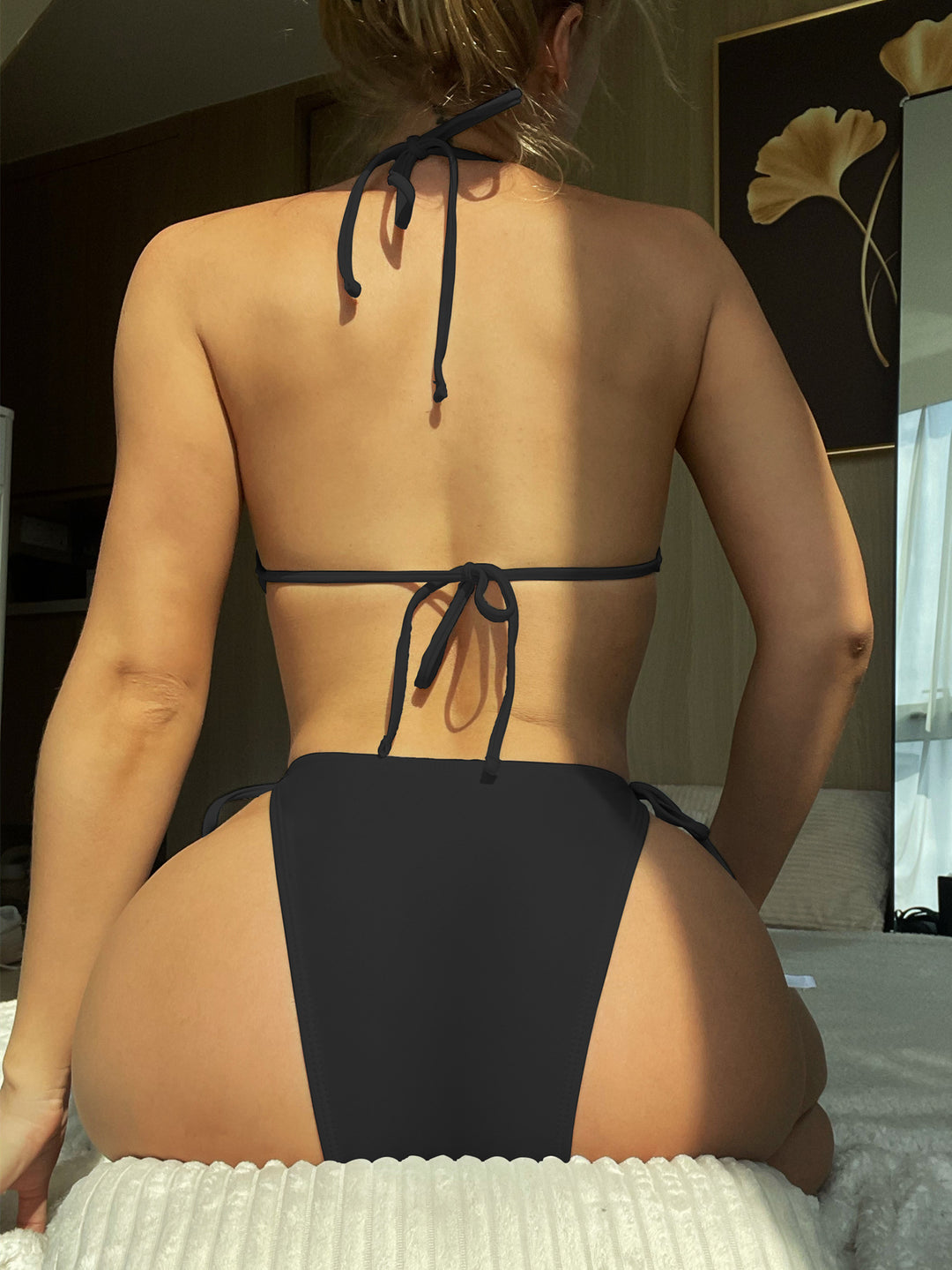 Dame Højskåret String-Bikini med krydsformet top Skovae