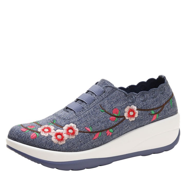 Dame sneakers med floral broderi og elastisk indgang Stilla