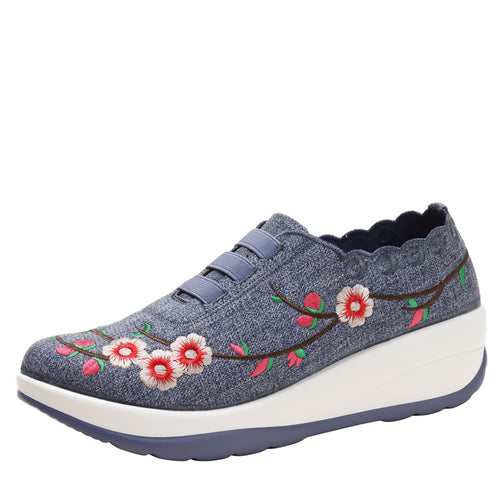 Dame sneakers med floral broderi og elastisk indgang Stilla