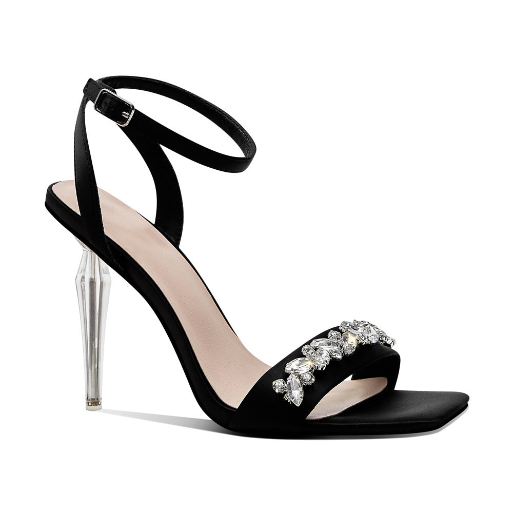 Dame Højhælede Strappy Sandaler med dekorative Strass accenter Stilla