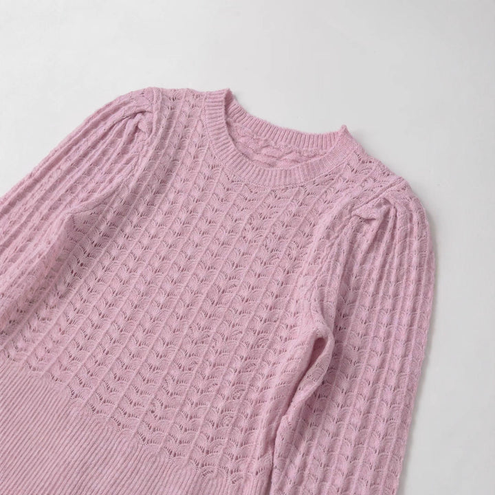 Dame hæklede sweater med elegante ribdetaljer Stilla