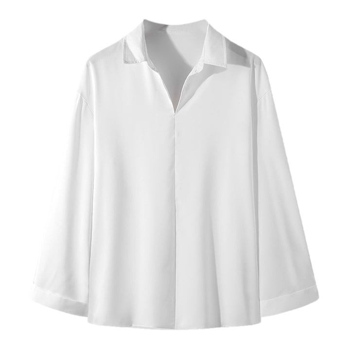 Dame Elegant Langærmet Bluse med moderne V-Udskæring og struktureret Overflade Stilla