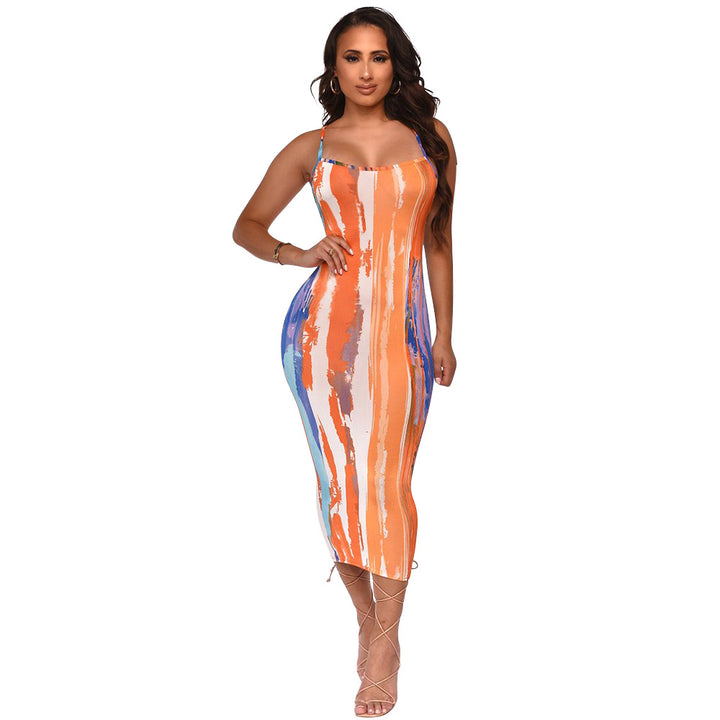 Dame Bodycon Kjole med abstrakt Print Stilla