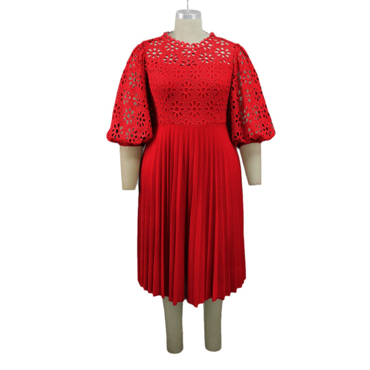 Damer elegant midikjole med spidstop og plisseret skirt Skovae