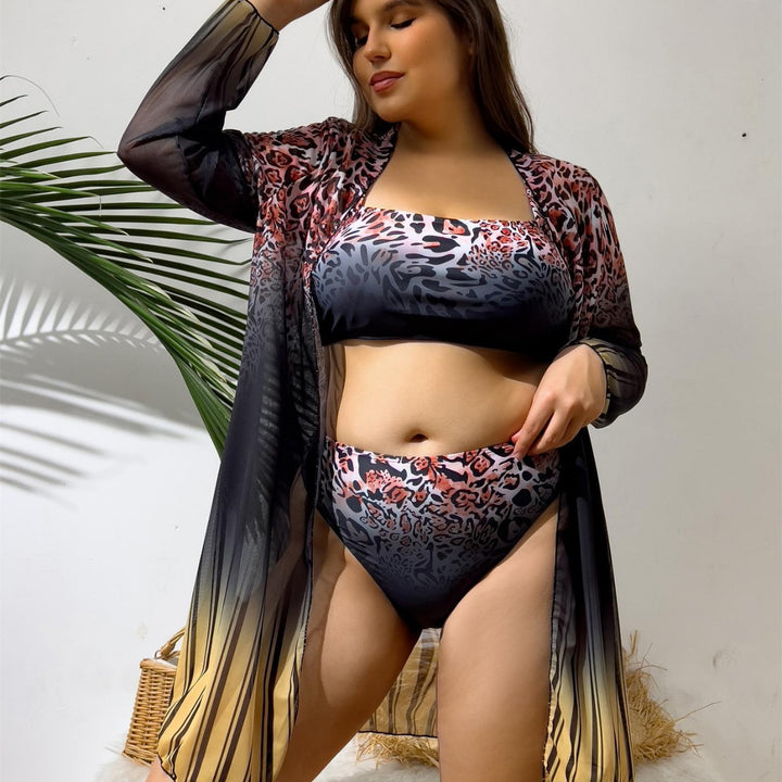 Dame strandensemble med leopardmønster Skovae
