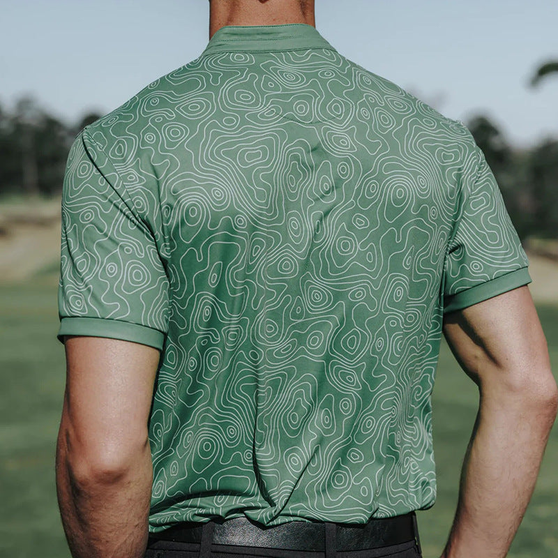Herrer sportiv polo shirt med detaljeret mønster Stilla