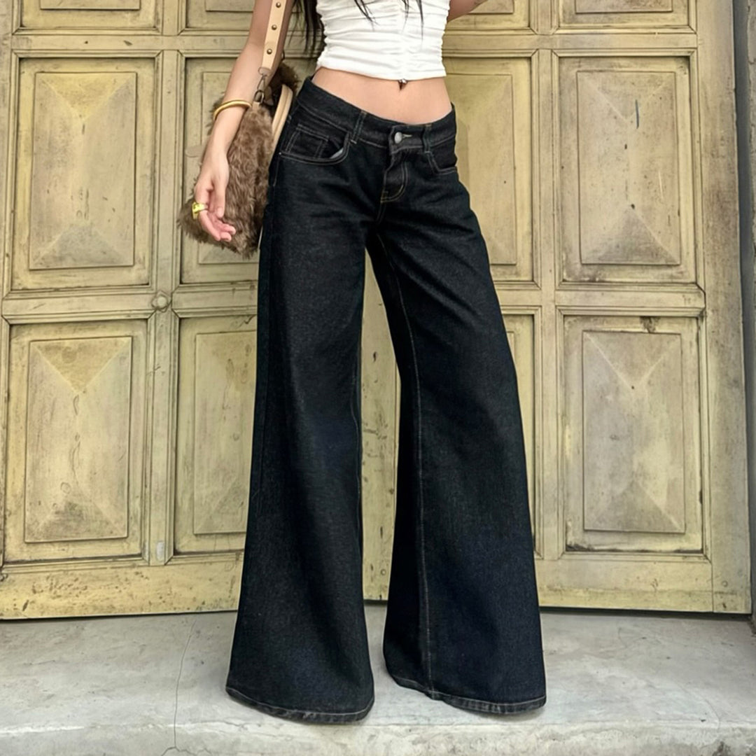 Dame slagjeans med høj talje og elegante sømme Skovae