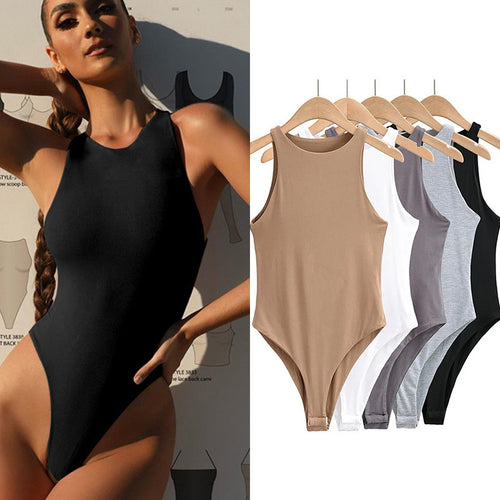 Damer sportiv one-piece med høje benudskæringer og rund halsudskæring Skovae