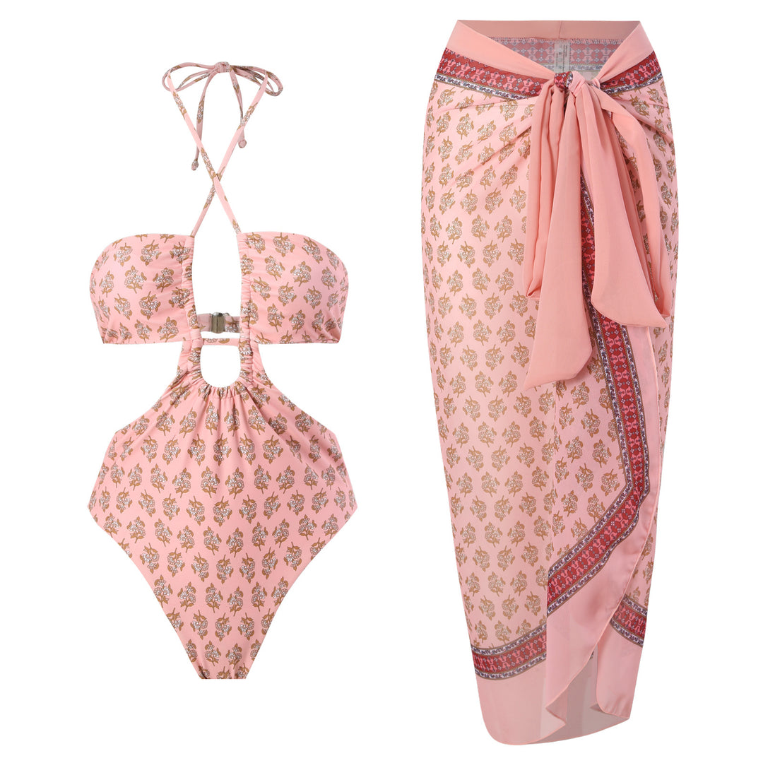 Dame bikini-sæt med raffineret cut-out design og matchende pareo Stilla