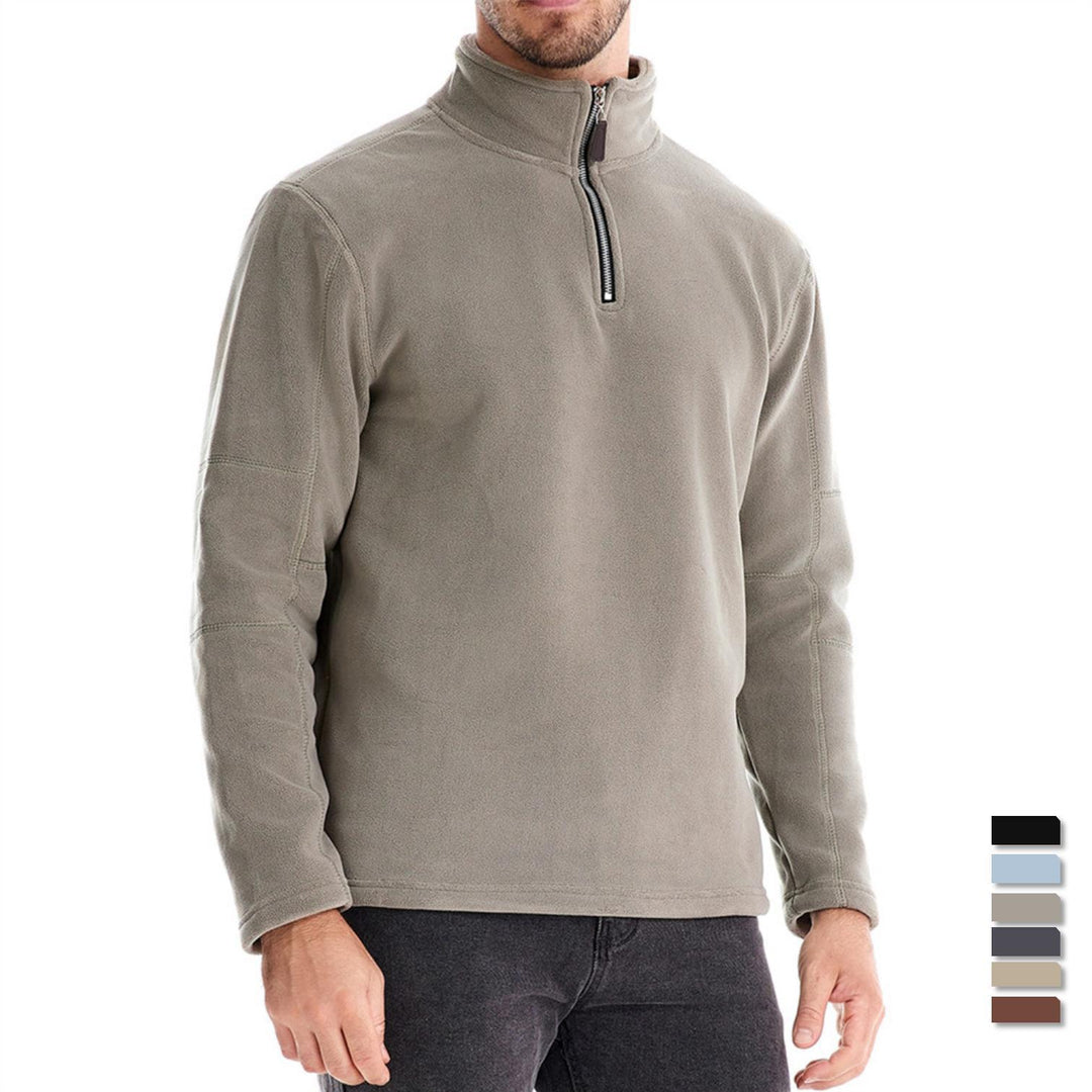 Herrer fleece sweatshirt med høj krave og praktisk lynlås Stilla