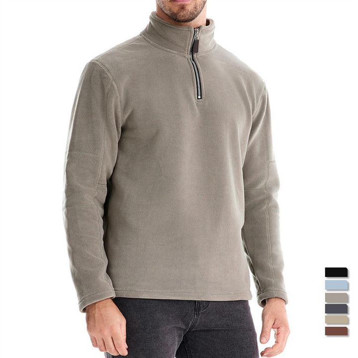 Herrer fleece sweatshirt med høj krave og praktisk lynlås Stilla
