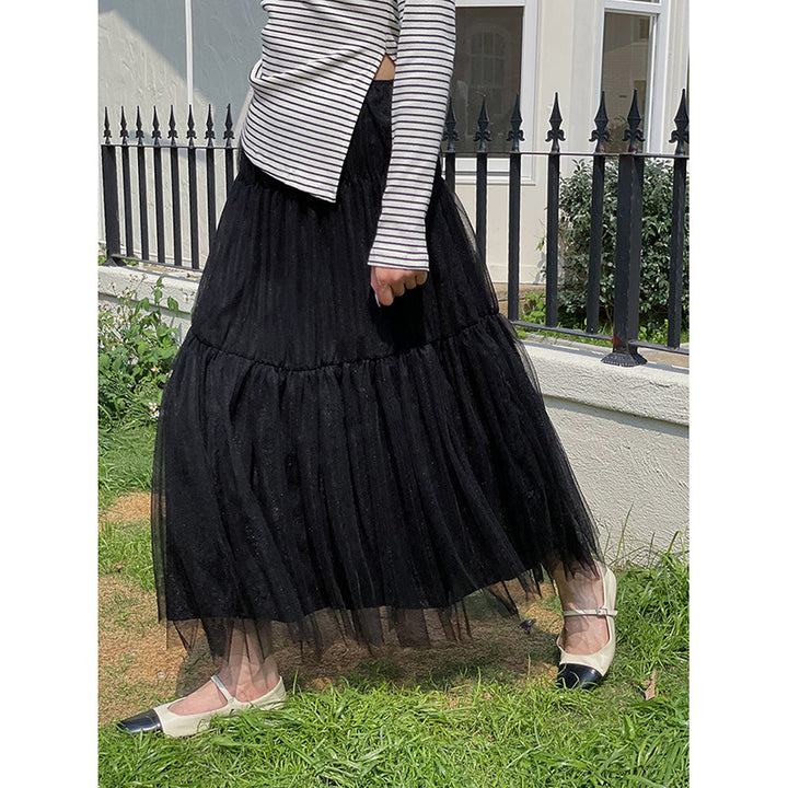 Dame Maxi-tulle nederdel med voluminøse lag og elastisk liv Stilla
