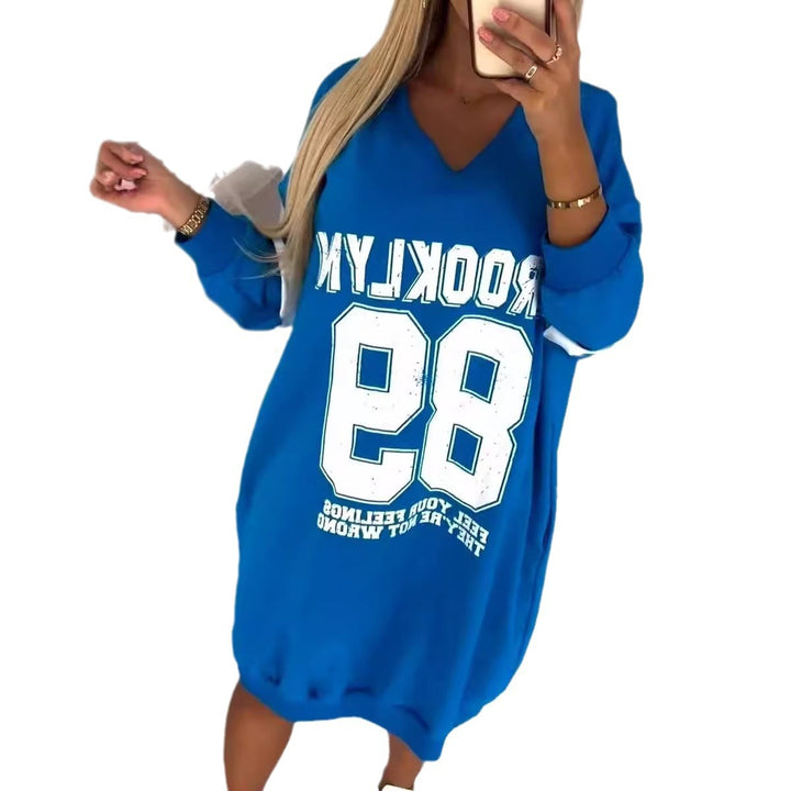 Kvinders oversized casual kjole i sportstil med V-hals Stilla