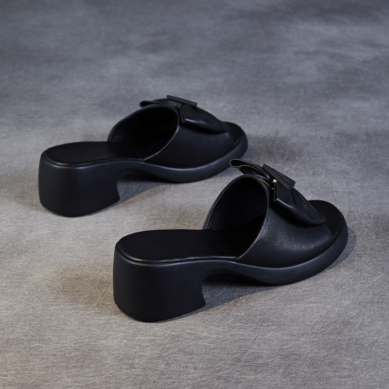 Dame elegante slip-on sandaler med dekorativ sløjfedetail Stilla