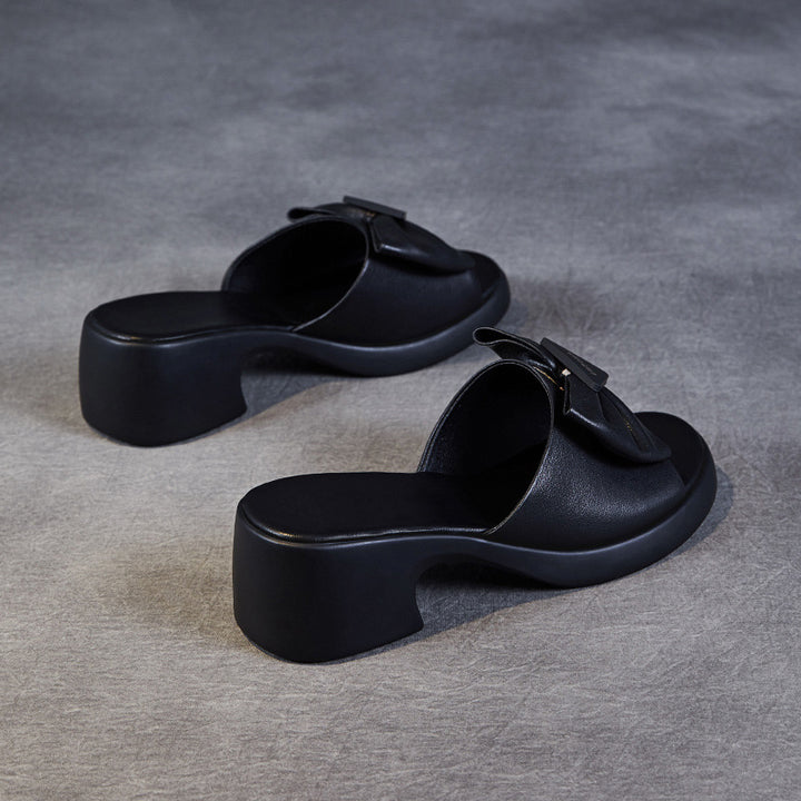 Dame elegante slip-on sandaler med dekorativ sløjfedetail Stilla