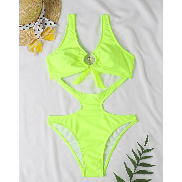 Dame onepiece badedragt med innovativt cut-out-design og dekorativ ring Stilla