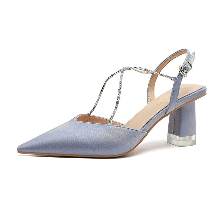 Damer elegante spidse Slingback-hæle med strassaccent Stilla