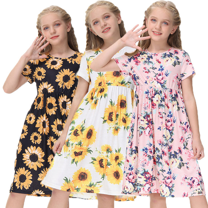 Dame fritidskjole med blomstret design og blødt jersey-materiale Stilla