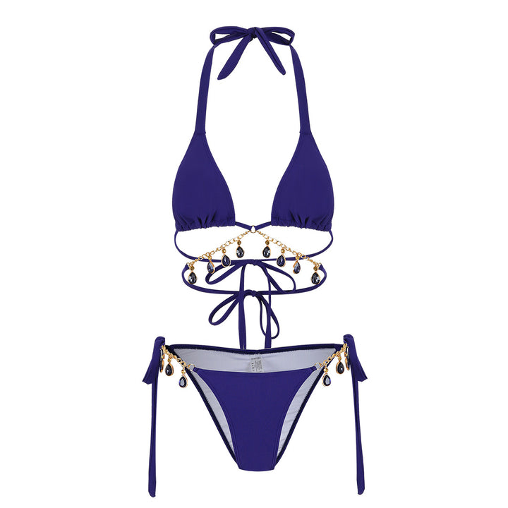 Dame Bikini-sæt med glitrende smykkedetaljer og justerbare snore Stilla