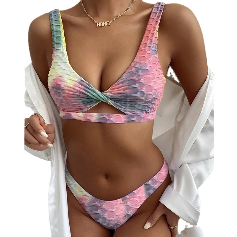 Dame bikini-sæt med legesyge cut-out-detaljer og effektfuldt mønster Stilla