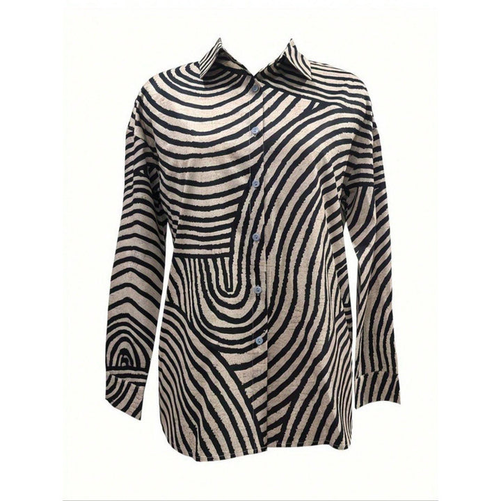 Kvinder Button-Up Abstrakt Stribet Bluse Stilla