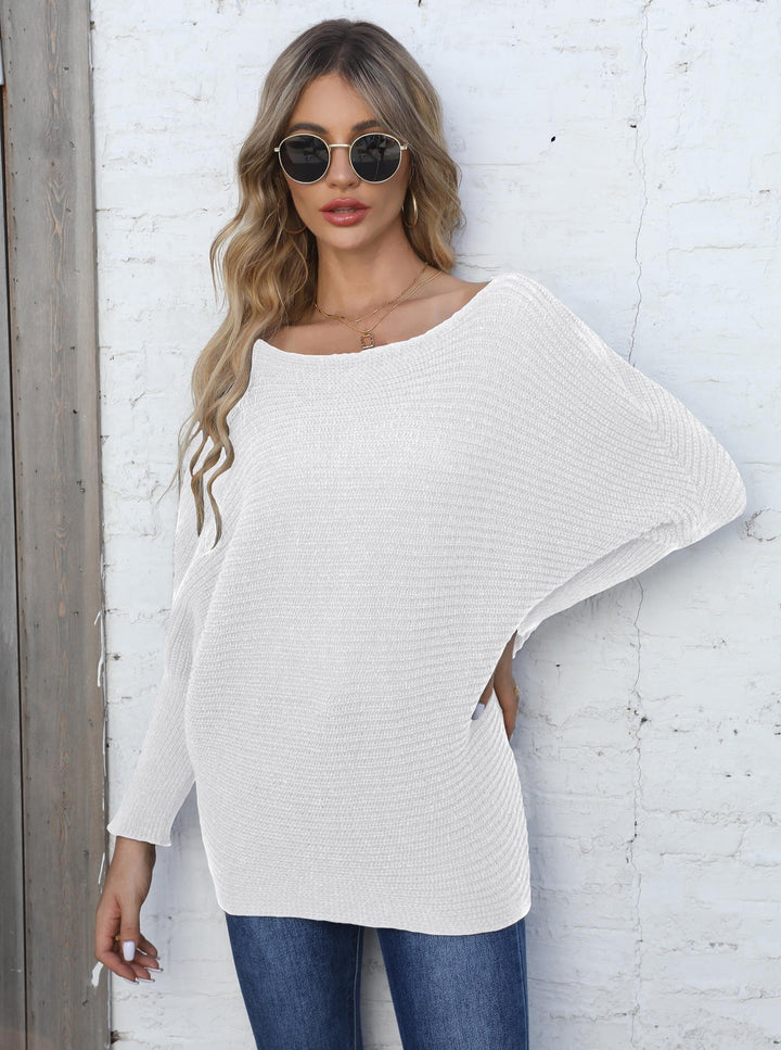 Dame afslappet strikpullover med overlappende skuldre og struktureret design Stilla