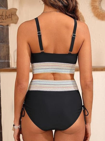 Dame højtaljede vinkle-crop-top-bikini-sæt Stilla