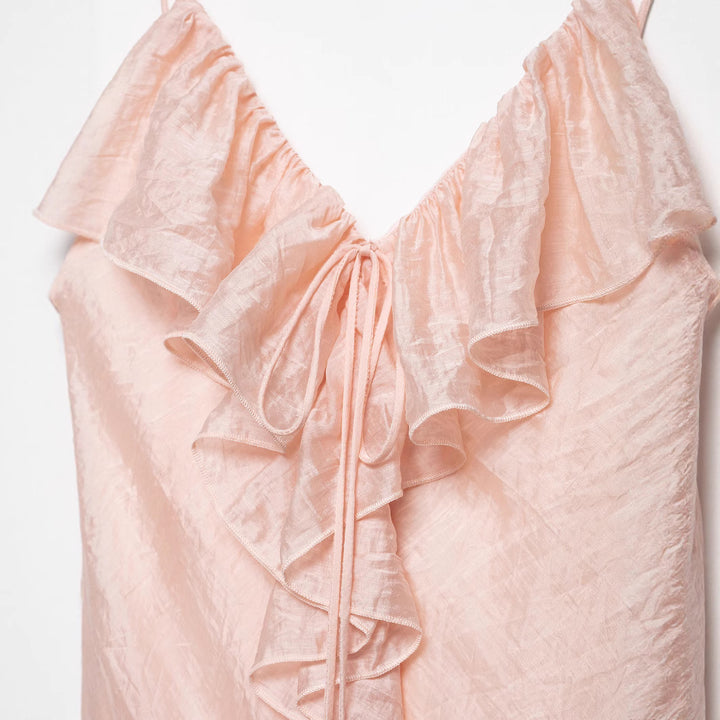 Femme Rynkesatin-Maxi-Kjole med justerbare stropper Stilla