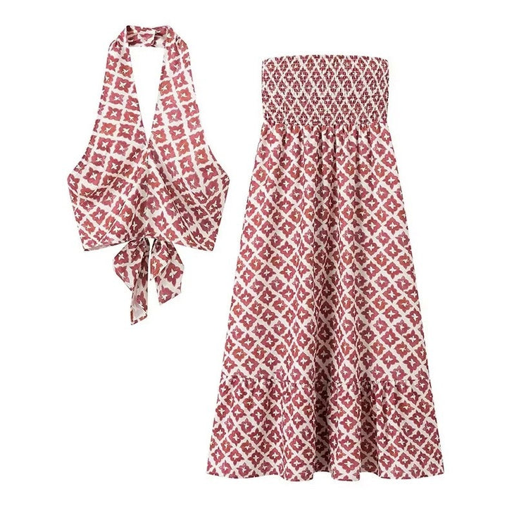 Femme Maxikjole med stilfuld Crop-Top Stilla