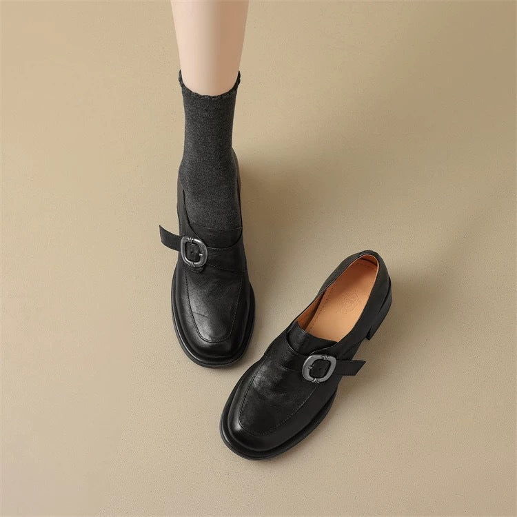 Dame vintage-inspirerede spænderem hæl-loafers Stilla