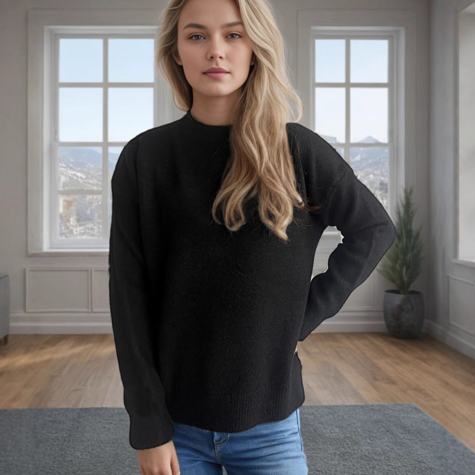 Kvindernes hyggelige strikkede sweater med moderne snit og afslappede detaljer Stilla