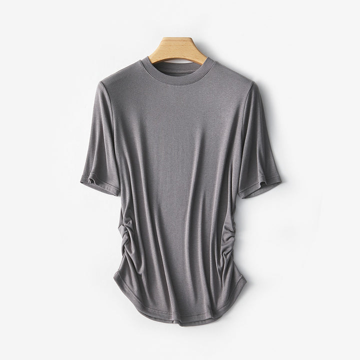 Dame Casual sidelæns rynket T-shirt Stilla
