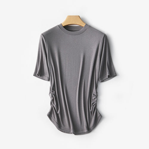Dame Casual sidelæns rynket T-shirt Stilla