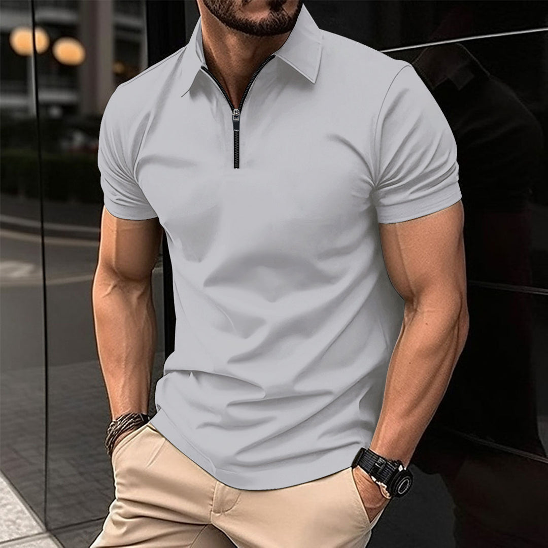 Herre Moderne Zip-Up Performance Polo-Skjorte Stilla