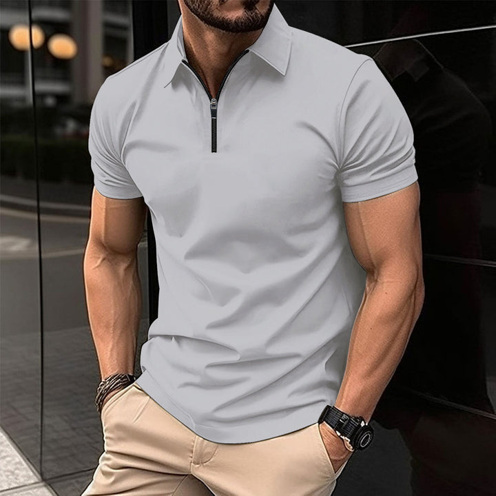 Herre Moderne Zip-Up Performance Polo-Skjorte Stilla