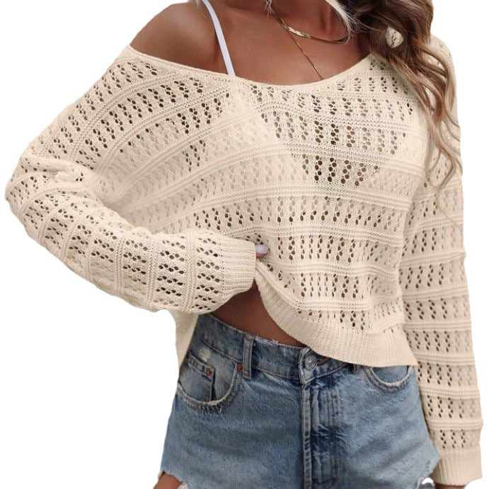 Dame løs strikpullover med off-shoulder design og fin struktur Stilla