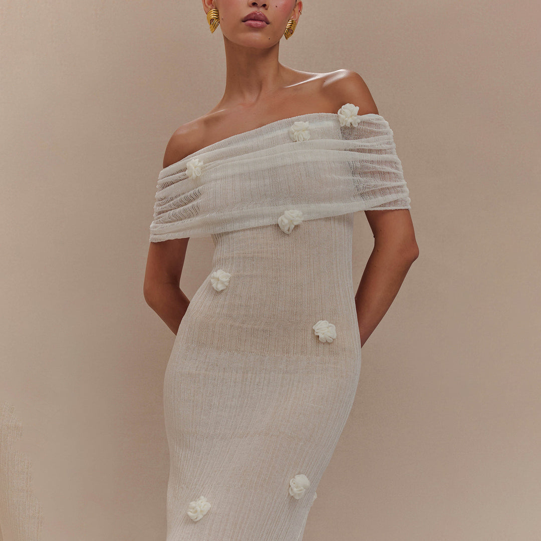 Dame Off-Shoulder Blomster Maxi Kjole Stilla