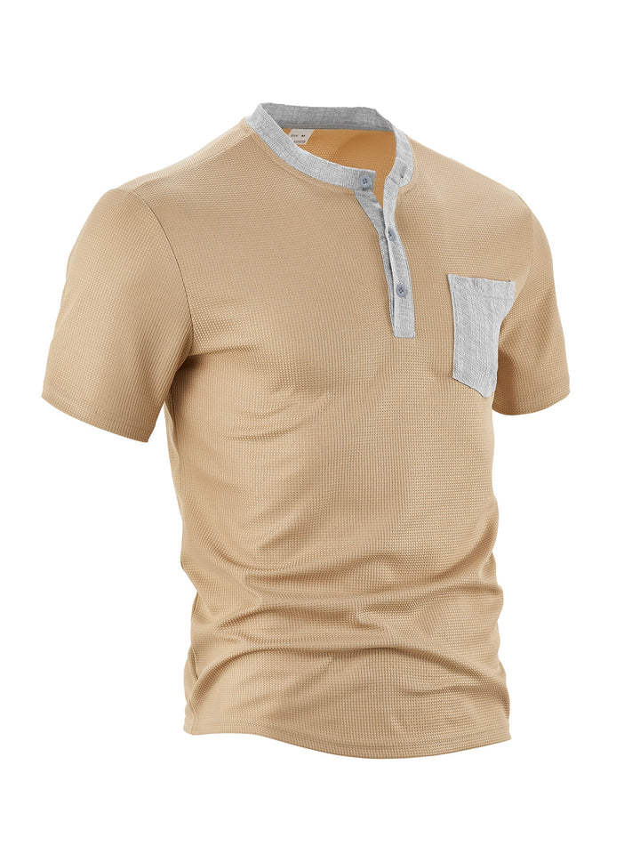 Herrer modigt Henley-shirt med struktureret design og brystlomme Stilla