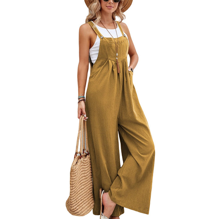 Dame casual jumpsuit med brede ben og justerbare stropper Stilla