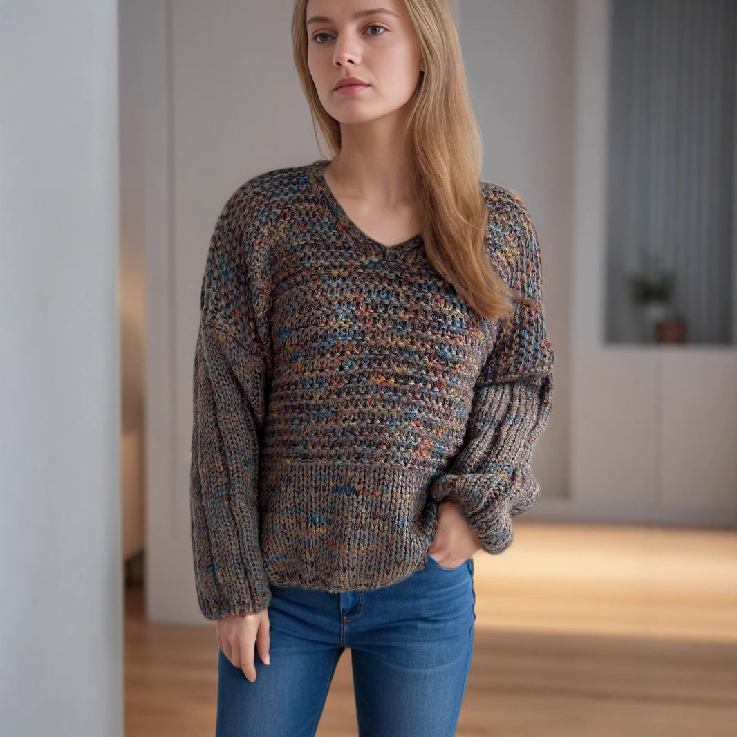 Kvinders afslappede strikket sweater med en løs pasform og elegante ærmekanter Stilla