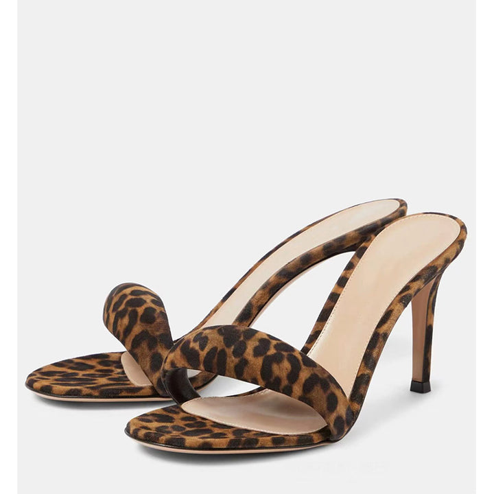 Femme Open-Toe Højhælede Slide Sandaler med Dyreprintdetaljer Stilla