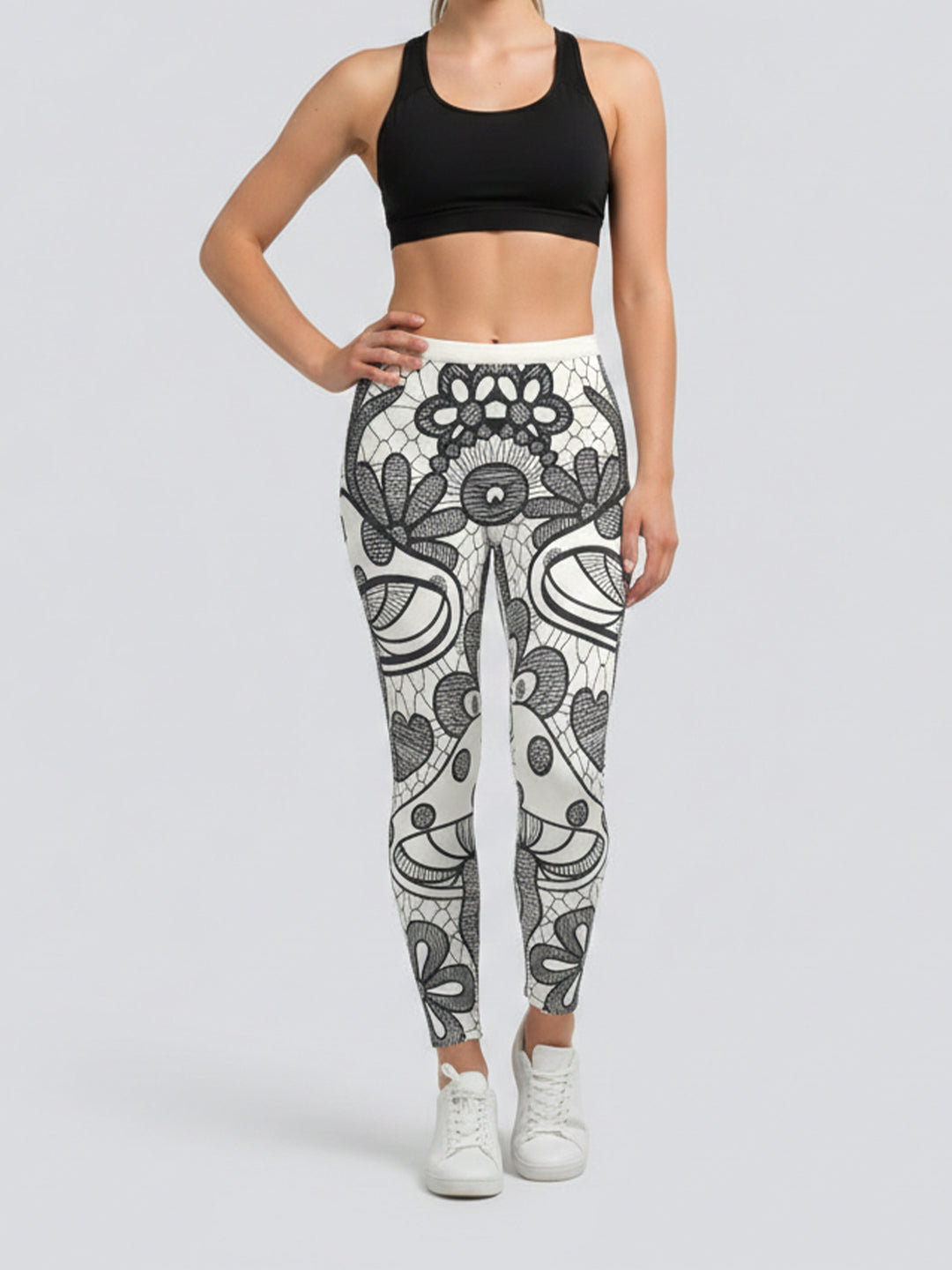 Dame sportleggings med stilrent stjernedesign og høj talje Skovae