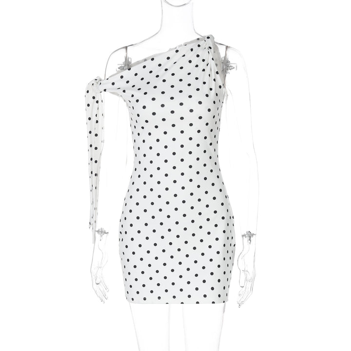 Dame Polka Dots Mini Kjole med asymmetrisk Snit Stilla