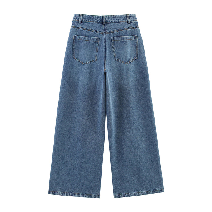 Femme Højtaljede Bredbensk Fald-Denim-Bukser Stilla